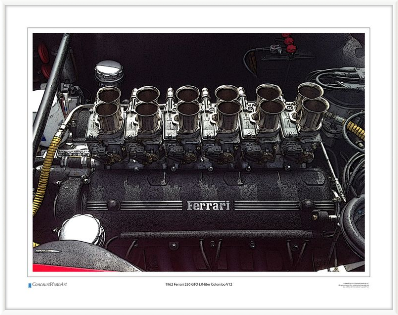 1962 Ferrari 250 GTO 3.0-liter Colombo V12 / CPA705C / Stylized Image