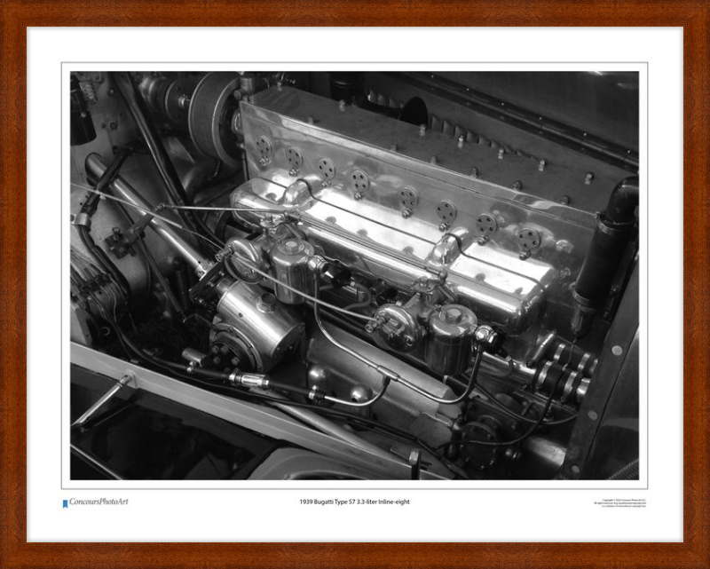 1939 Bugatti Type 57 3.3-liter Inline-eight / CPA710B / Black and White