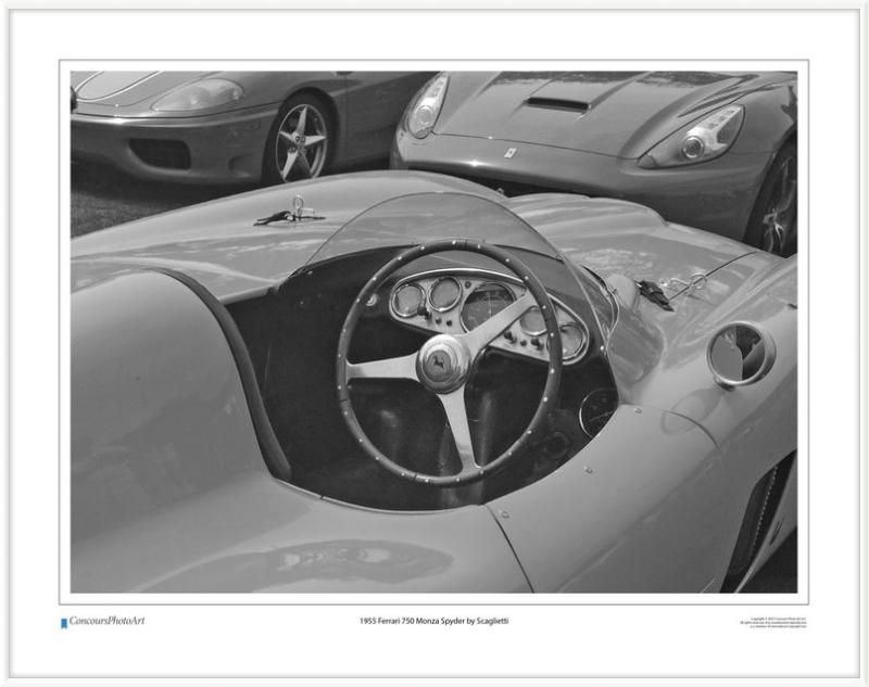 1955 Ferrari 750 Monza Spyder by Scaglietti / CPA610B / Black and White