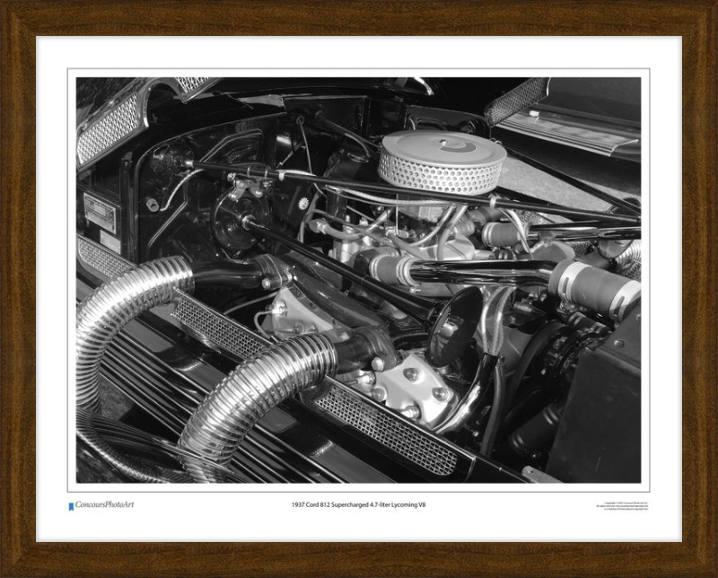 1937 Cord 812 Supercharged 4.7-liter Lycoming V8 / CPA709B / B&W Print
