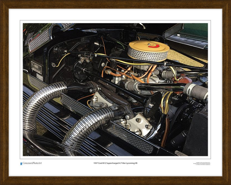 1937 Cord 812 Supercharged 4.7-liter Lycoming V8 / CPA709C / Stylized Image