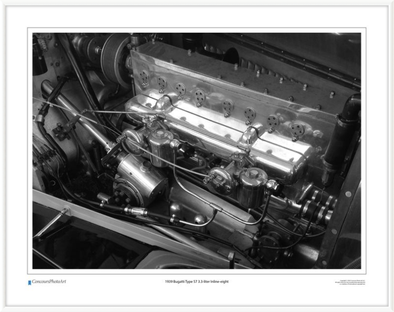 1939 Bugatti Type 57 3.3-liter Inline-eight / CPA710B / Black and White