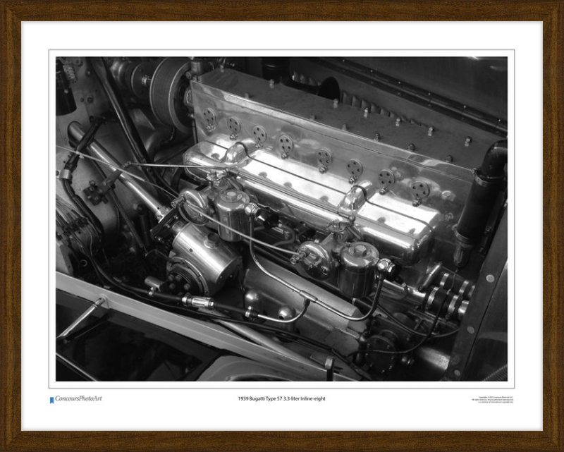 1939 Bugatti Type 57 3.3-liter Inline-eight / CPA710B / Black and White