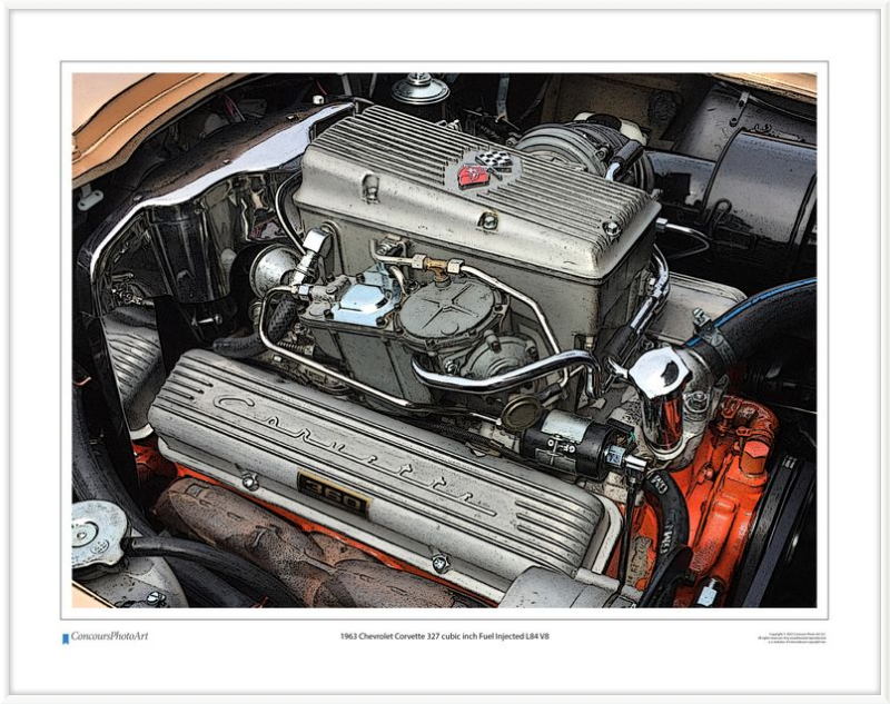 1963 Chevrolet Corvette 327 cubic inch Fuel Injected L84 V8 / CPA708C / Stylized Image