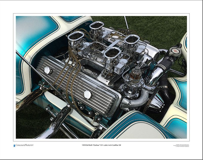 1959 Ed Roth “Outlaw” 331 cubic inch Cadillac V8 / CPA706C / Stylized Image