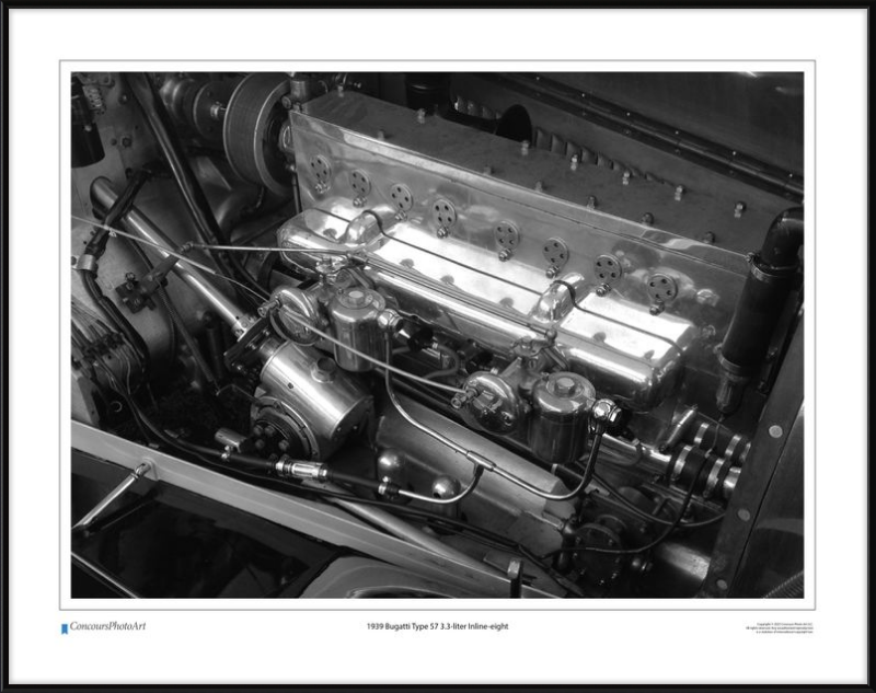 1939 Bugatti Type 57 3.3-liter Inline-eight / CPA710B / Black and White