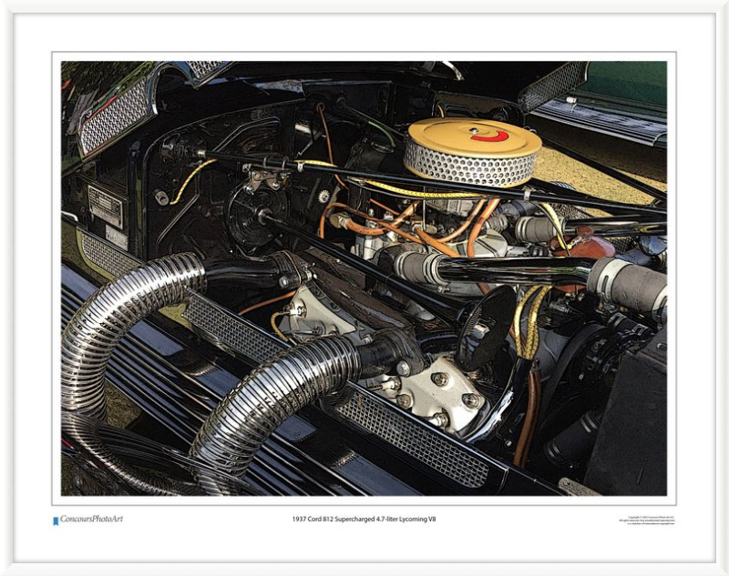 1937 Cord 812 Supercharged 4.7-liter Lycoming V8 / CPA709C / Stylized Image