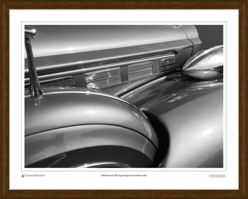 1938 Packard 1605 Super Eight Convertible Sedan / CPA308B / Black and White