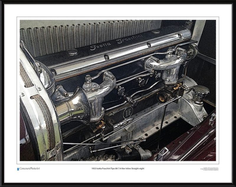 1933 Isotta Fraschini Tipo 8A 7.4-liter Inline Straight-eight / CPA712C / Stylized Image