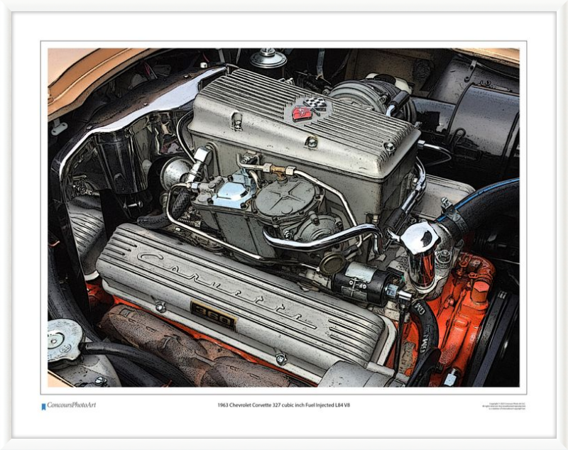 1963 Chevrolet Corvette 327 cubic inch Fuel Injected L84 V8 / CPA708C / Stylized Image