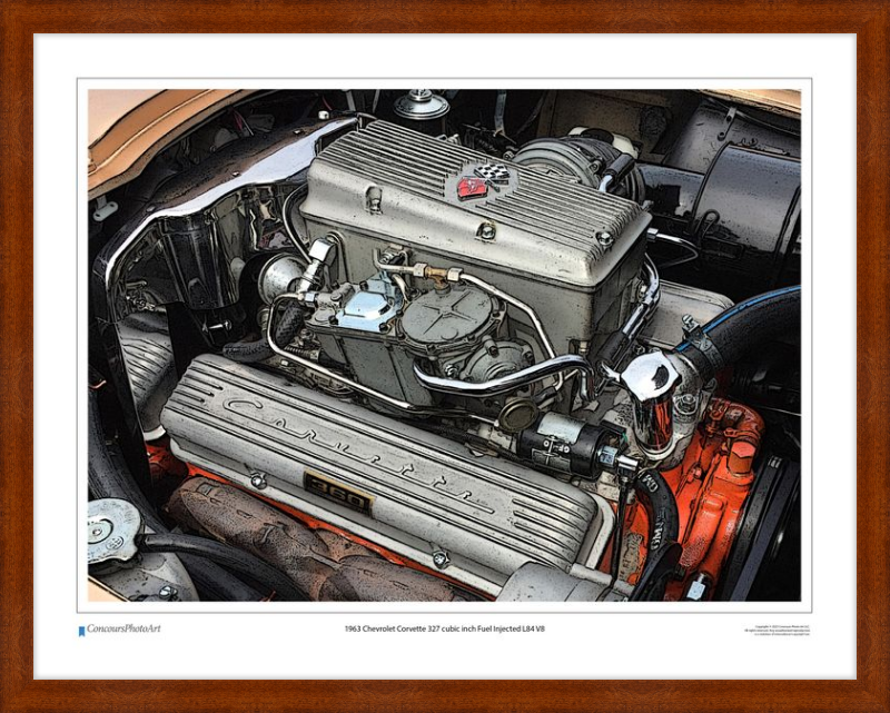 1963 Chevrolet Corvette 327 cubic inch Fuel Injected L84 V8 / CPA708C / Stylized Image