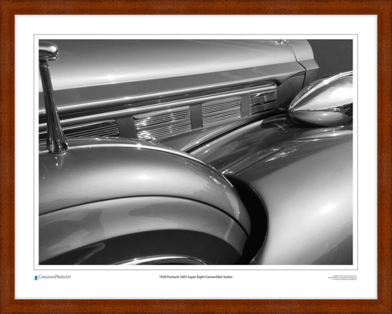 1938 Packard 1605 Super Eight Convertible Sedan / CPA308B / Black and White