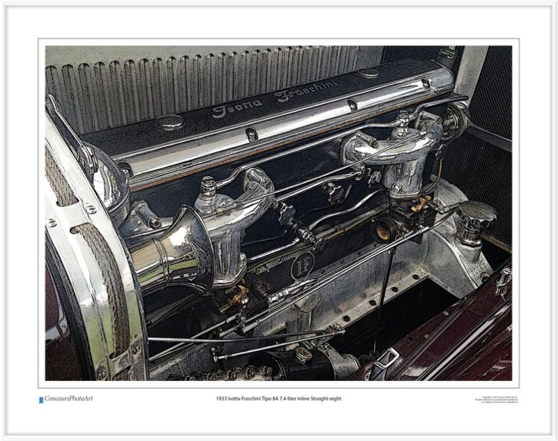 1933 Isotta Fraschini Tipo 8A 7.4-liter Inline Straight-eight / CPA712C / Stylized Image