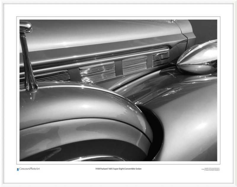 1938 Packard 1605 Super Eight Convertible Sedan / CPA308B / Black and White