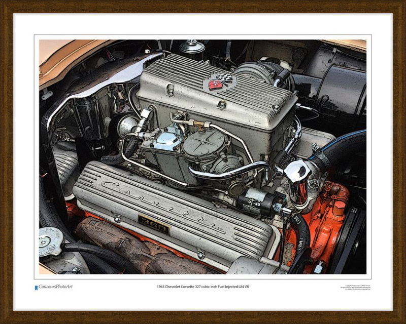 1963 Chevrolet Corvette 327 cubic inch Fuel Injected L84 V8 / CPA708C / Stylized Image