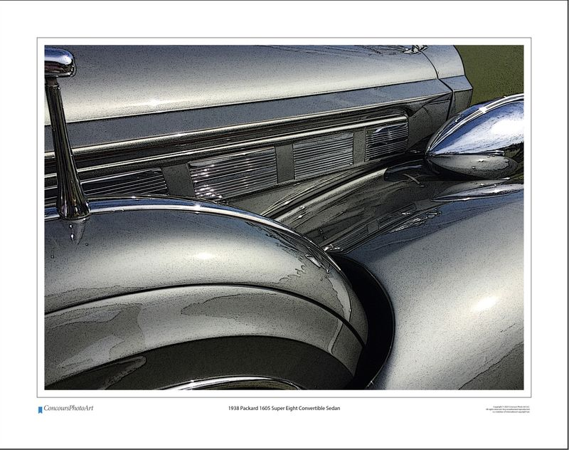 1938 Packard 1605 Super Eight Convertible Sedan / CPA308C / Stylized Image
