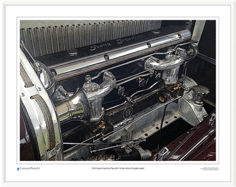 1933 Isotta Fraschini Tipo 8A 7.4-liter Inline Straight-eight / CPA712C / Stylized Image