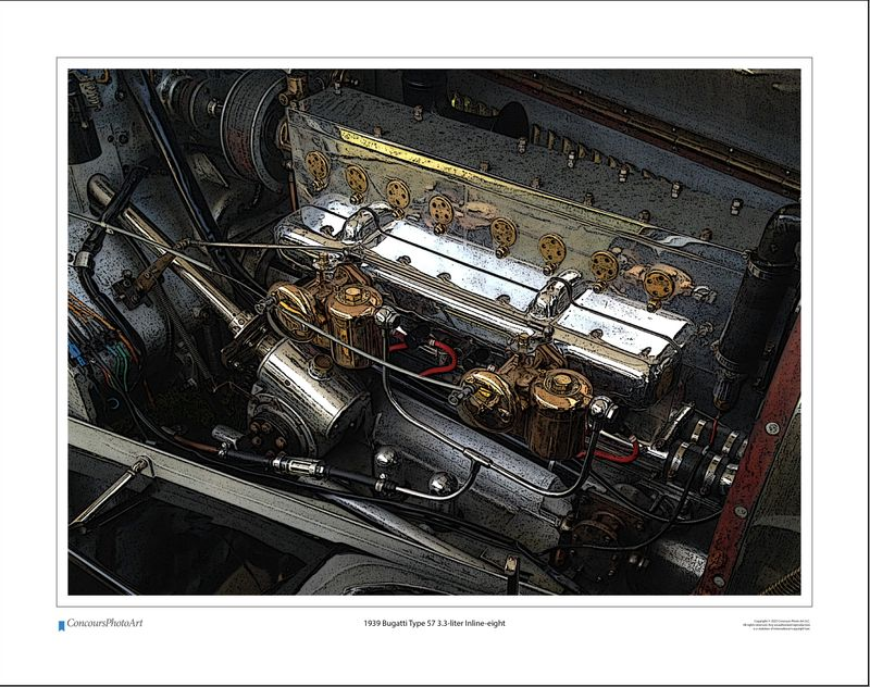 1939 Bugatti Type 57 3.3-liter Inline-eight / CPA710C / Stylized Image