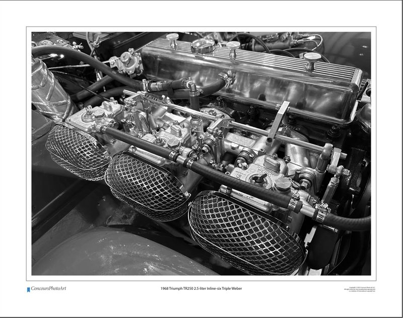 1968 Triumph TR250 2.5-liter Inline-six Triple Weber / CPA707B / Black and White