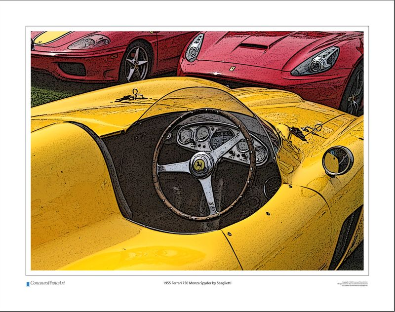 1955 Ferrari 750 Monza Spyder by Scaglietti / CPA610C / Stylized Image