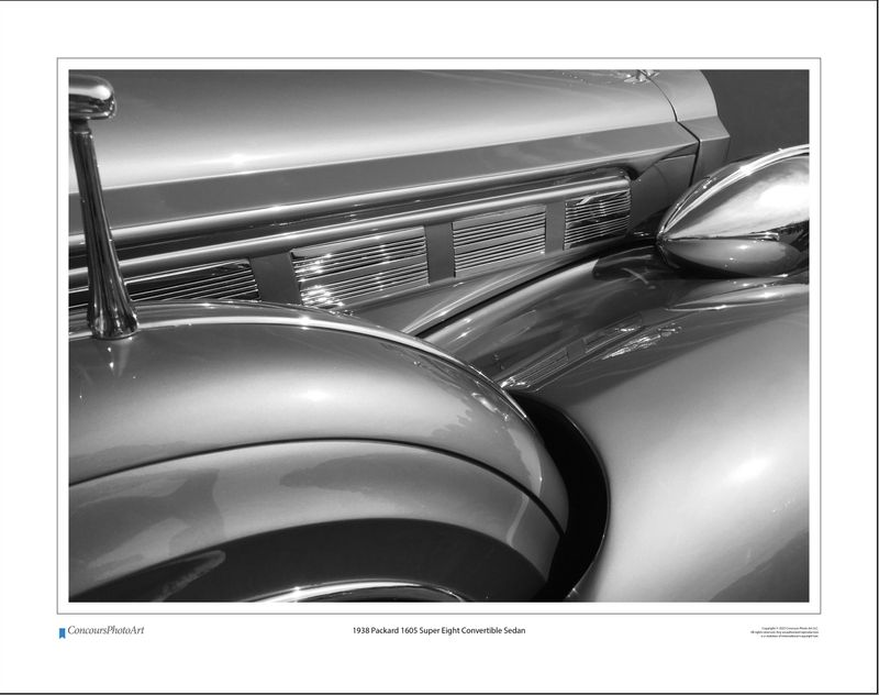 1938 Packard 1605 Super Eight Convertible Sedan / CPA308B / Black and White