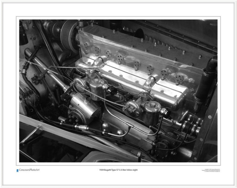 1939 Bugatti Type 57 3.3-liter Inline-eight / CPA710B / Black and White