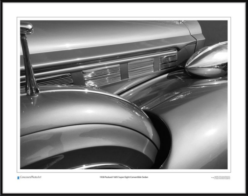 1938 Packard 1605 Super Eight Convertible Sedan / CPA308B / Black and White