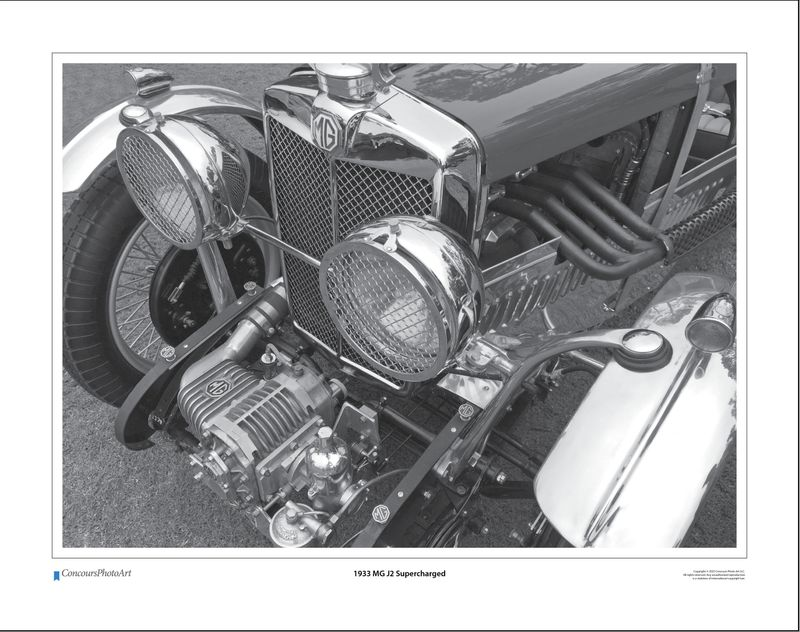 1933 MG J2 Supercharged / CPA101B / B&W Print
