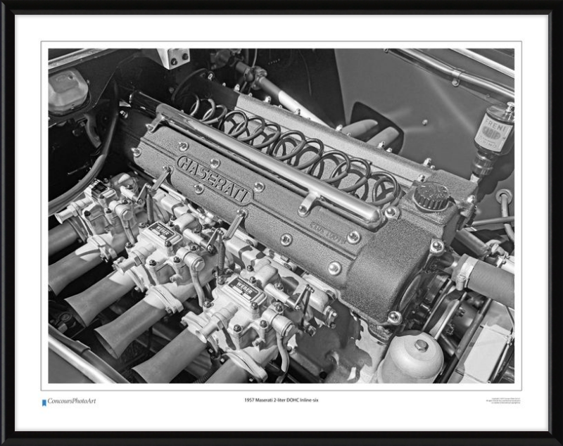 1957 Maserati 2-liter DOHC Inline-six / CPA714B / B&W Print