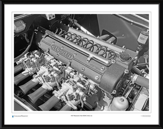 1957 Maserati 2-liter DOHC Inline-six / CPA714B / B&W Print