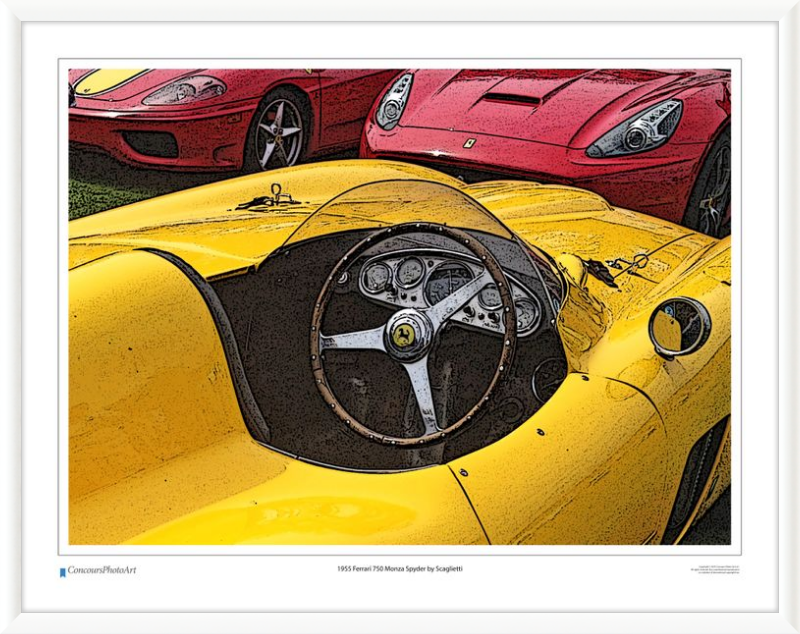 1955 Ferrari 750 Monza Spyder by Scaglietti / CPA610C / Stylized Print