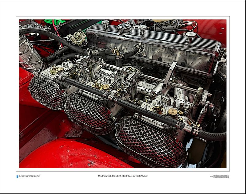 1968 Triumph TR250 2.5-liter Inline-six Triple Weber / CPA707C / Stylized Image