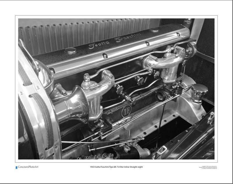 1933 Isotta Fraschini Tipo 8A 7.4-liter Inline Straight-eight / CPA712B / Black and White