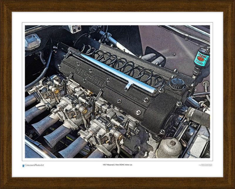 1957 Maserati 2-liter DOHC Inline-six / CPA714C / Stylized Print