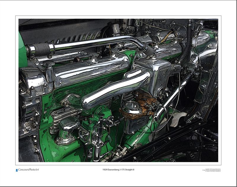 1929 Duesenberg J-175 Straight 8 / CPA703C / Stylized Print