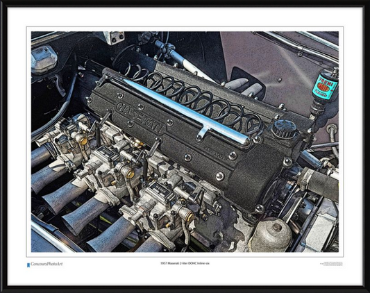 1957 Maserati 2-liter DOHC Inline-six / CPA714C / Stylized Print