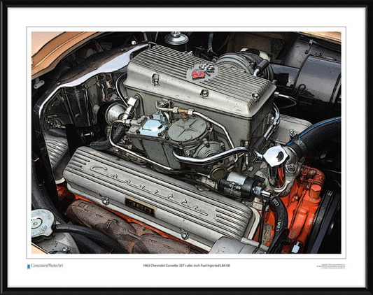 1963 Chevrolet Corvette 327 cubic inch Fuel Injected L84 V8 / CPA708C / Stylized Image