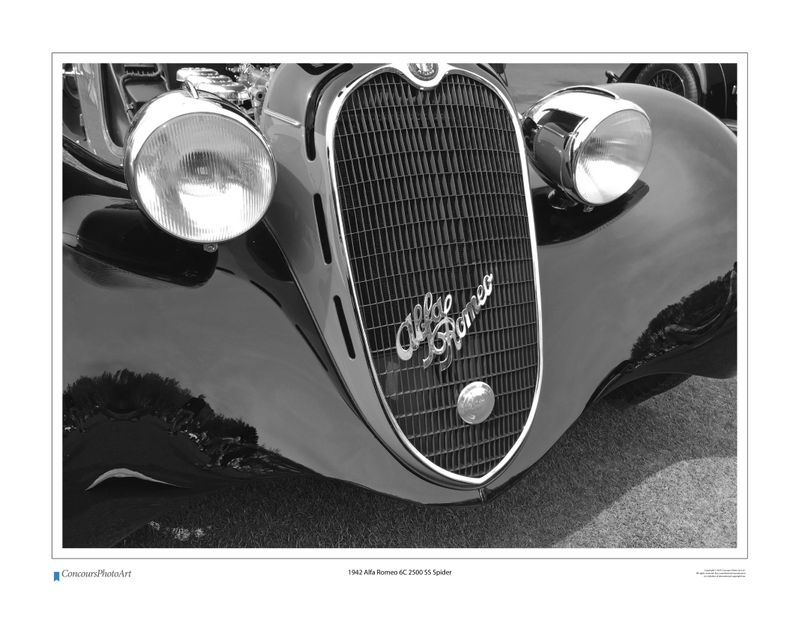 1942 Alfa Romeo 6C 2500 SS Spider / CPA216B / B&W Print