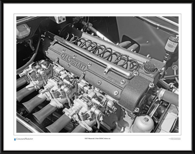 1957 Maserati 2-liter DOHC Inline-six / CPA714B / B&W Print