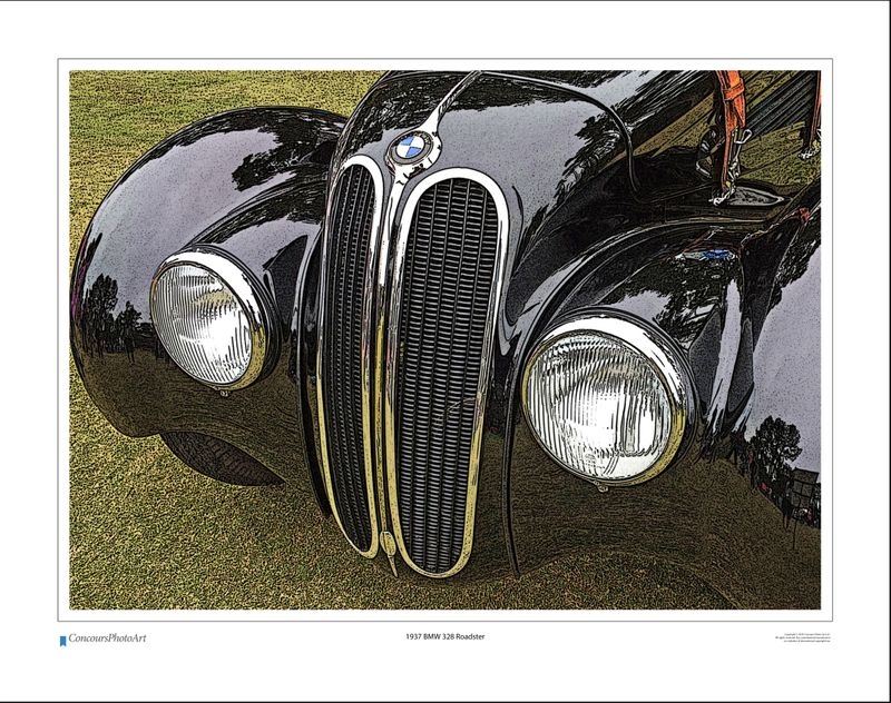 1937 BMW 328 Roadster / CPA206C / Stylized Print