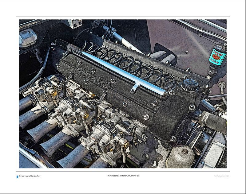 1957 Maserati 2-liter DOHC Inline-six / CPA714C / Stylized Print