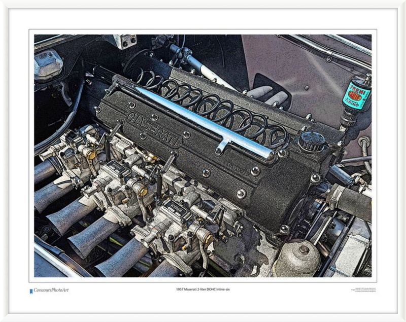 1957 Maserati 2-liter DOHC Inline-six / CPA714C / Stylized Print