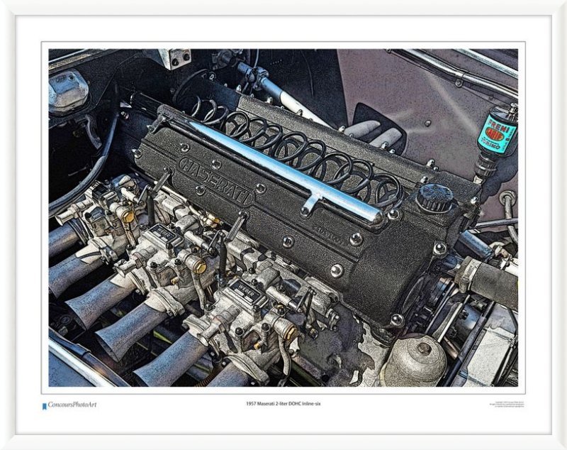 1957 Maserati 2-liter DOHC Inline-six / CPA714C / Stylized Print
