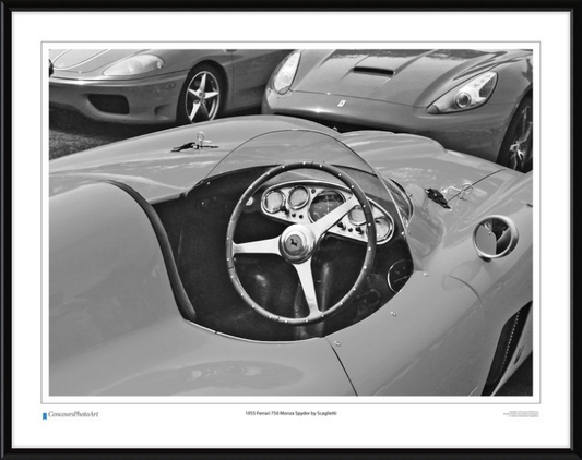 1955 Ferrari 750 Monza Spyder by Scaglietti / CPA610B / B&W Print