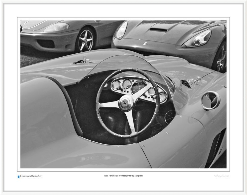 1955 Ferrari 750 Monza Spyder by Scaglietti / CPA610B / B&W Print