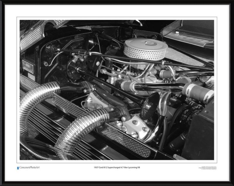 1937 Cord 812 Supercharged 4.7-liter Lycoming V8 / CPA709B / Black and White
