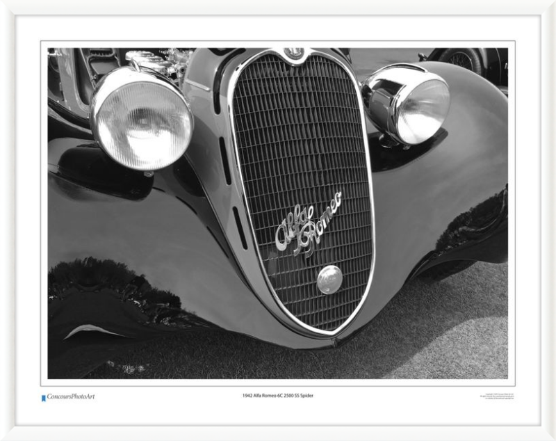1942 Alfa Romeo 6C 2500 SS Spider / CPA216B / B&W Print