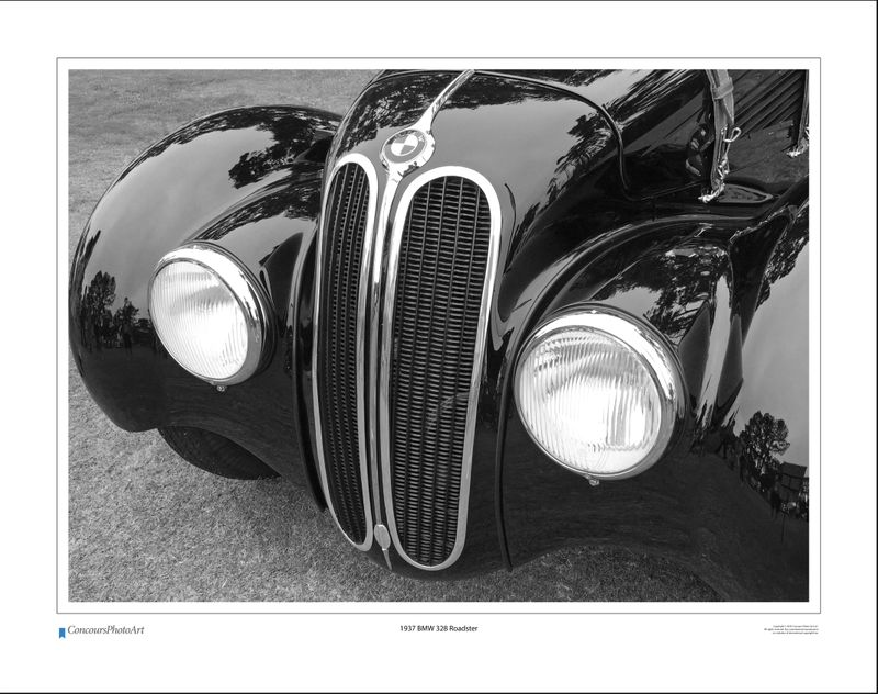 1937 BMW 328 Roadster / CPA206B / B&W Print