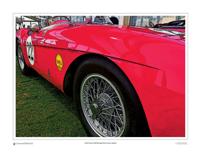 1954 Ferrari 500 Mondial Pinin Farina Spider / CPA219C / Stylized Print