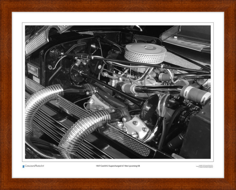 1937 Cord 812 Supercharged 4.7-liter Lycoming V8 / CPA709B / B&W Print